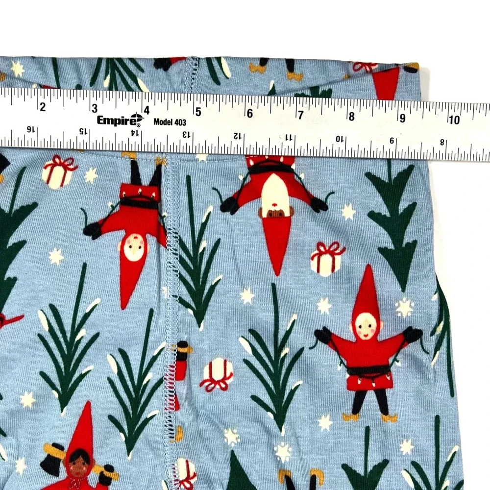 Hanna Andersson Holiday Harvest Gnomes Pajamas Set Blue Organic Cotton Kids 6-7